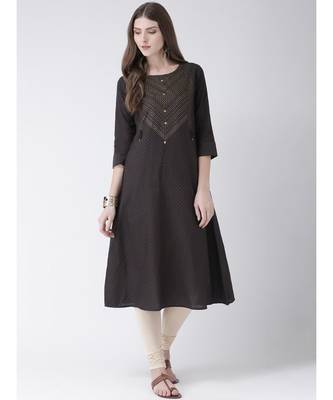 Women's Grey Cotton A-line Kurta 4