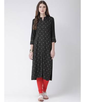 Women's Grey Rayon Straight Kurta 4