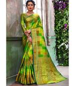 Multicolor Banarasi Pure Silk Checks Jacquard Work Traditional Saree