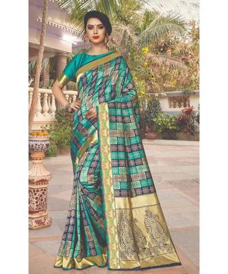 Rama SIlk Checks Jacquard Work Traditional Saree 1