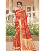 Red SIlk Checks Jacquard Work Traditional Saree