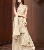Off-white sequins net salwar