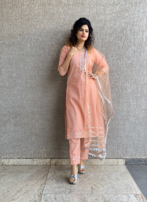 Peach Kurti  Pant Set 1