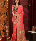 Pink Embroidered Silk Saree With Blouse