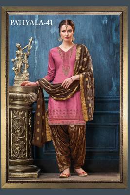 Pink embroidered satin salwar 1