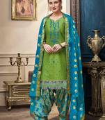 Green embroidered satin salwar