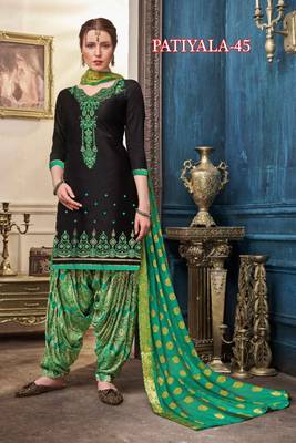 Black embroidered satin salwar 1