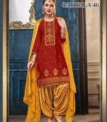 Orange embroidered satin salwar