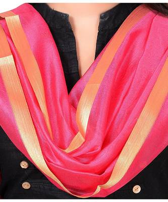 pink   Cotton Chandei Dupatta With Zari Border 3