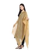 beige   Cotton Chandei Dupatta With Zari Border
