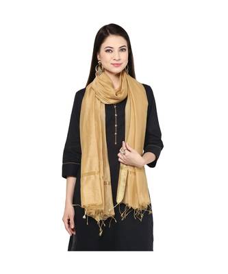 beige   Cotton Chandei Dupatta With Zari Border 3