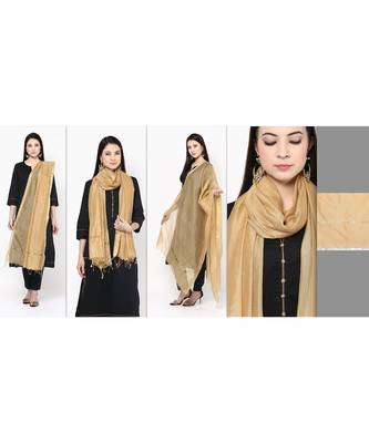 beige   Cotton Chandei Dupatta With Zari Border 4