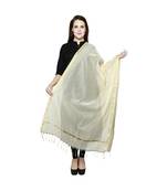 cream   Cotton Chandei Dupatta With Zari Border