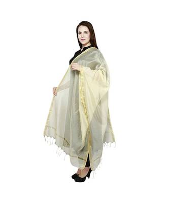 cream   Cotton Chandei Dupatta With Zari Border 2