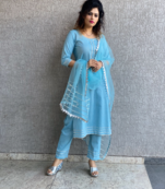 Sky Blue Kurti Pant Set 
