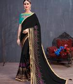 Black Embroidered Georgette Saree With Blouse