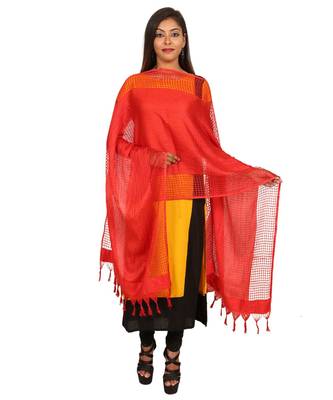 red  Self Designz Silk Dupatta 1