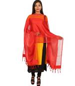 red  Self Designz Silk Dupatta