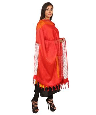 red  Self Designz Silk Dupatta 2