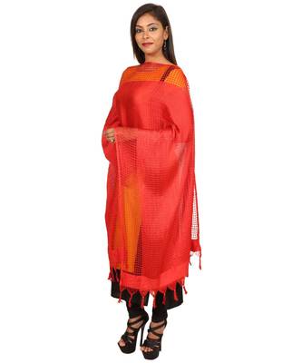red  Self Designz Silk Dupatta 3
