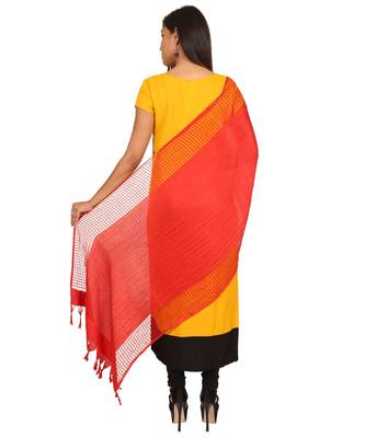 red  Self Designz Silk Dupatta 4