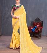 Yellow Embroidered Georgette Saree With Blouse
