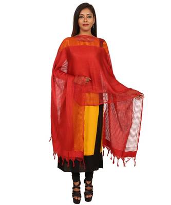 red  Self Designz Silk Dupatta 1