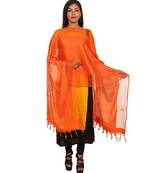 orange  Self Designz Silk Dupatta