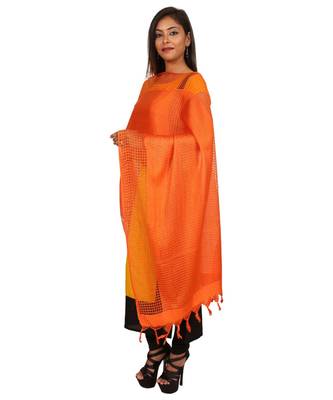 orange  Self Designz Silk Dupatta 3