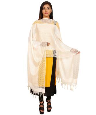 cream  Self Designz Silk Dupatta 1