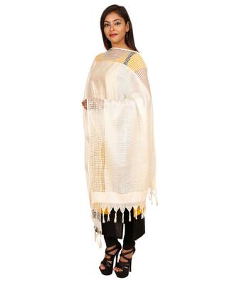 cream  Self Designz Silk Dupatta 3