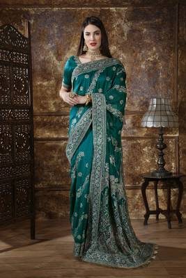 Light Green Embroidered Silk Saree With Blouse 1