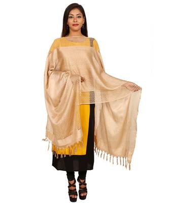 beige  Self Designz Silk Dupatta 1