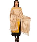 beige  Self Designz Silk Dupatta