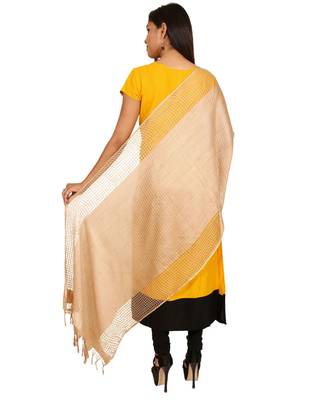 beige  Self Designz Silk Dupatta 4