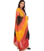 multicolor  Silk Bandhej Dupatta With Gotta Patti Border