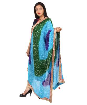 multicolor  Silk Bandhej Dupatta With Gotta Patti Border 2