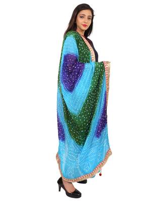 multicolor  Silk Bandhej Dupatta With Gotta Patti Border 3