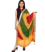 multicolor  Silk Bandhej Dupatta With Gotta Patti Border