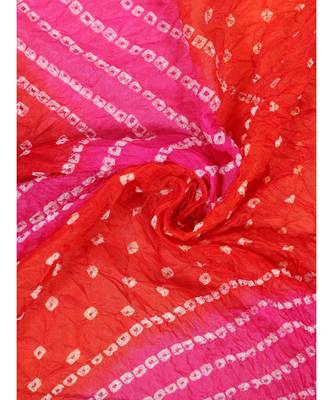 pink  Silk Bandhej Dupatta With Gotta Patti Border 5