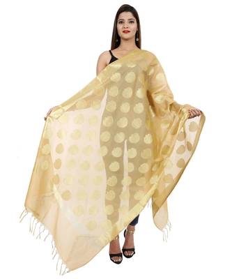 beige  Banarasi Silk Booti & Jaal Dupatta 1