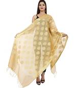 beige  Banarasi Silk Booti & Jaal Dupatta