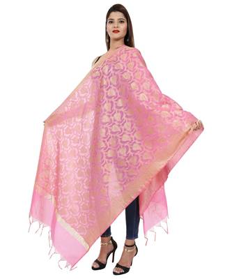 pink  Banarasi Silk Booti & Jaal Dupatta 1