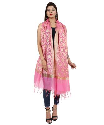 pink  Banarasi Silk Booti & Jaal Dupatta 3