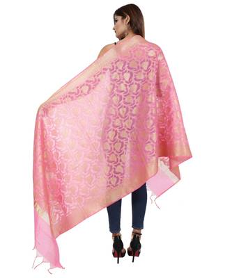 pink  Banarasi Silk Booti & Jaal Dupatta 4