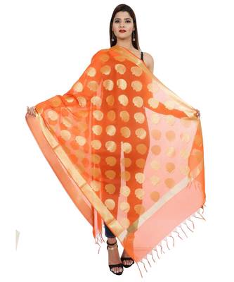 orange  Banarasi Silk Booti & Jaal Dupatta 1