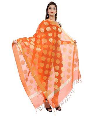 orange  Banarasi Silk Booti & Jaal Dupatta 2