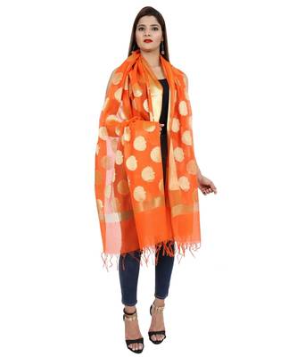orange  Banarasi Silk Booti & Jaal Dupatta 3