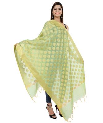 green  Banarasi Silk Booti & Jaal Dupatta 2