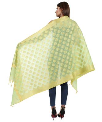green  Banarasi Silk Booti & Jaal Dupatta 4